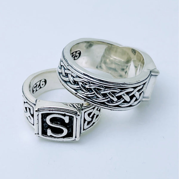 Initial Braid Silver Ring