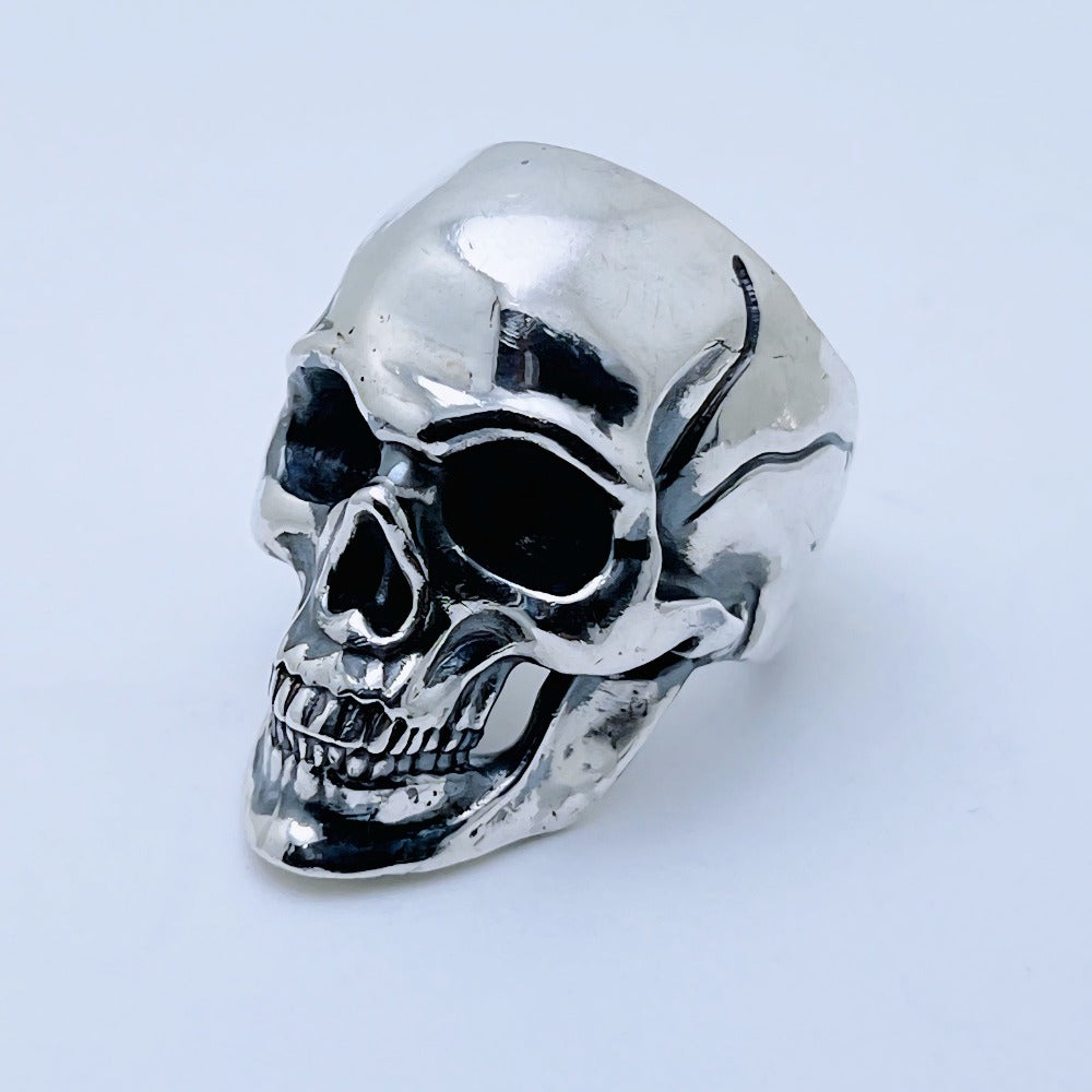 Handcrafted sterling silver classic skull ring with polished finish and dark eye sockets – Silver Legends by Atlas Jewelry