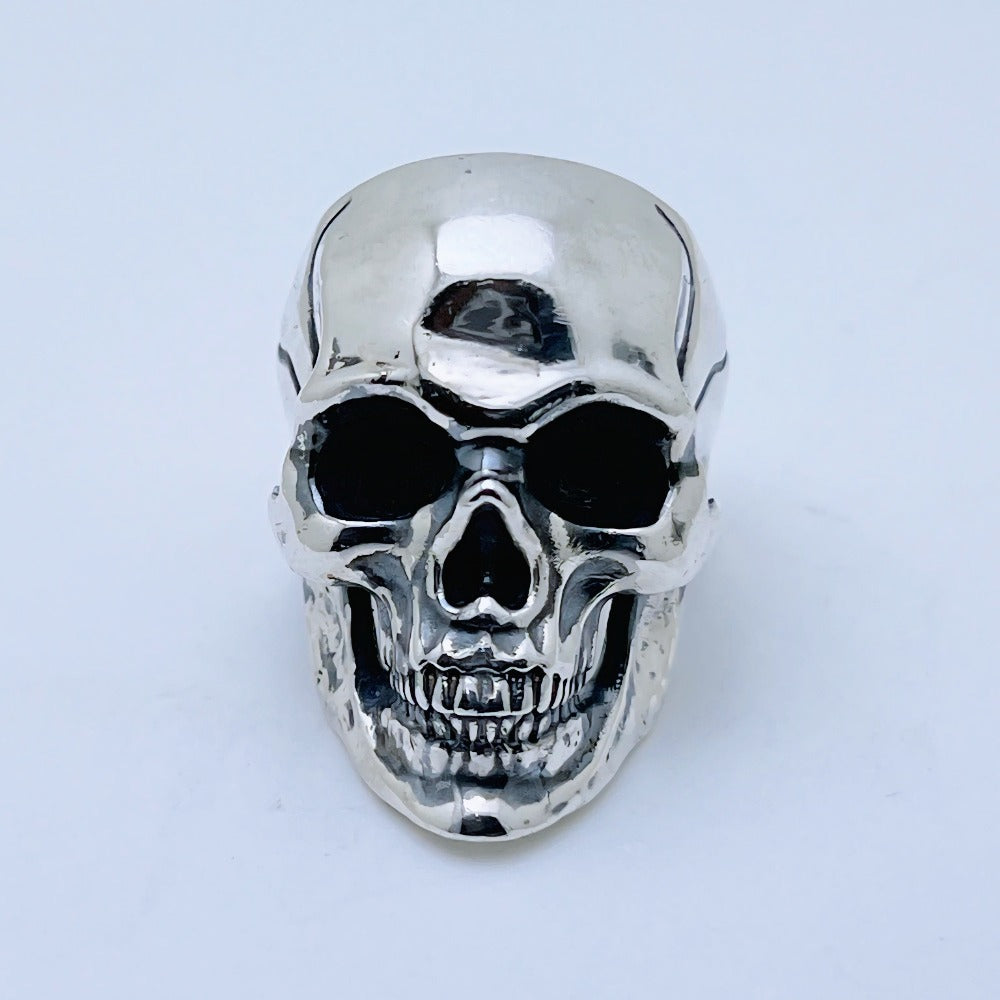 Handcrafted sterling silver classic skull ring with polished finish and dark eye sockets – Silver Legends by Atlas Jewelry