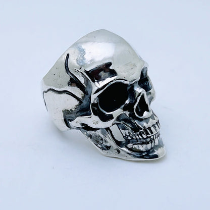 Handcrafted sterling silver classic skull ring with polished finish and dark eye sockets – Silver Legends by Atlas Jewelry