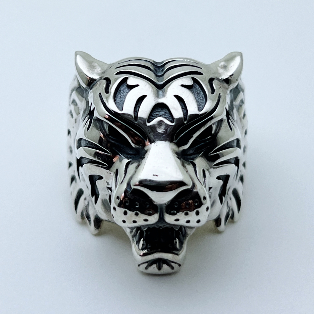 Tiger Head Silver Ring
