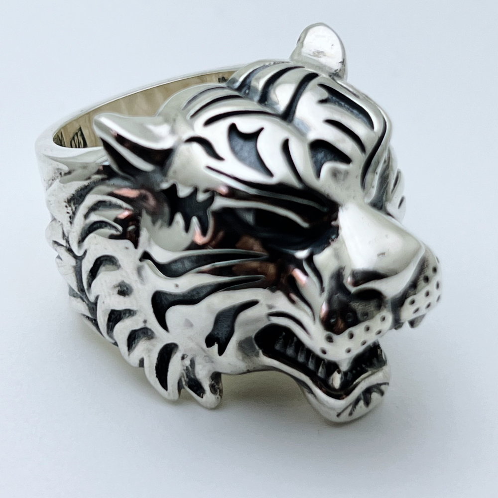 Tiger Head Silver Ring